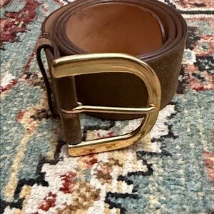 Doen Brown Suede Belt with Gold Buckle